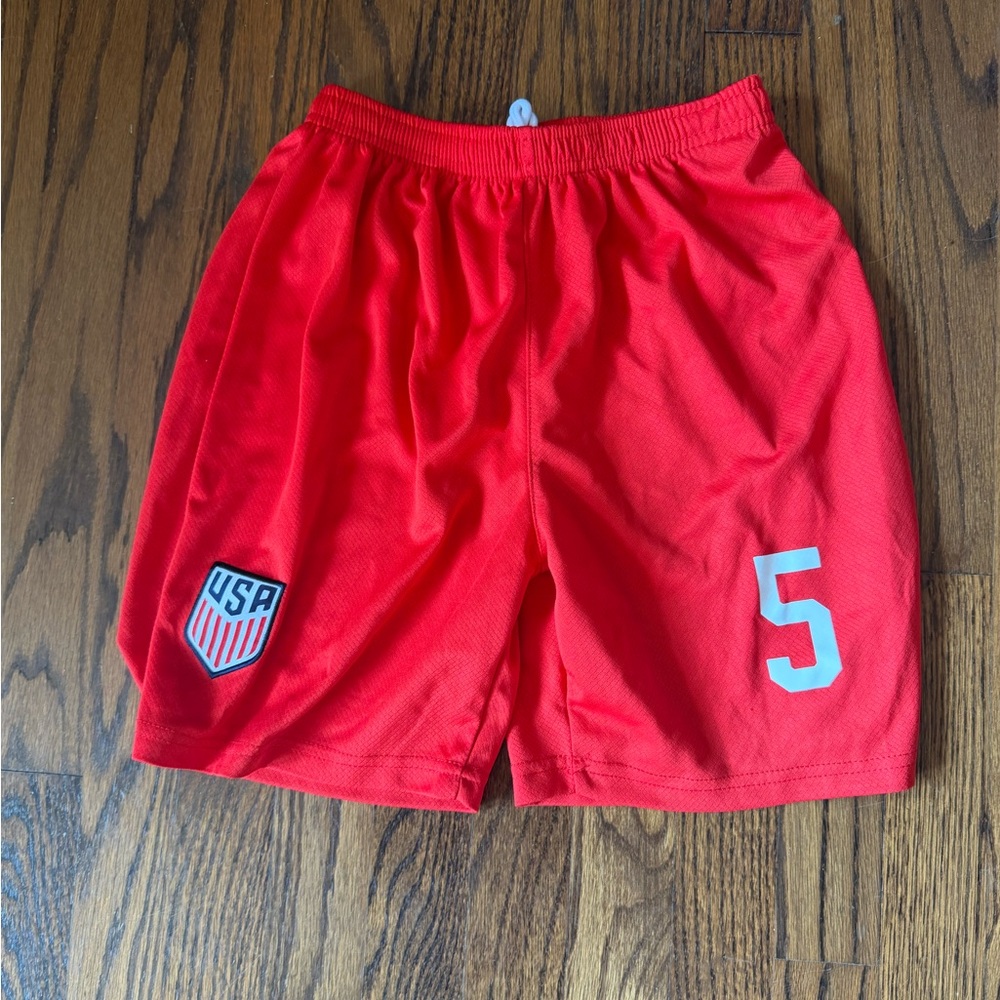 USA Soccer #5 Trinity Rodman Youth Shorts Red Girls Size 28/160
